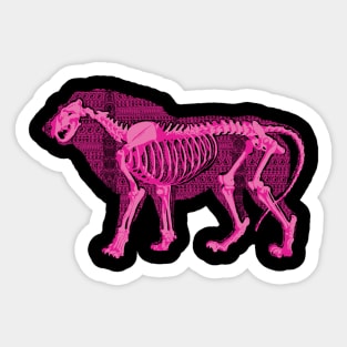 Pop Tribal Patterned African Pink Lion Outline with Skeleton Sticker